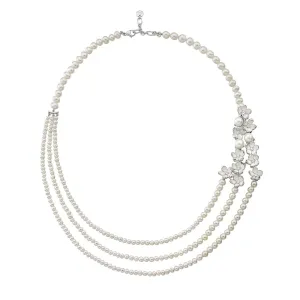 Cherry Blossom Necklace - Silver, Diamond & Pearl