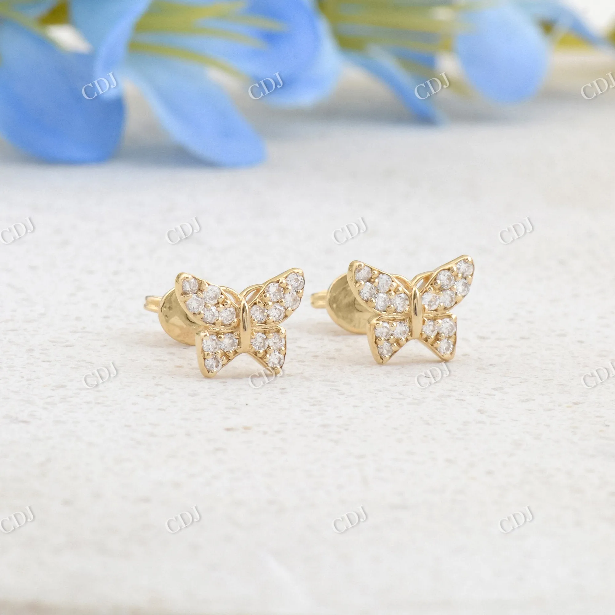 0.12CTW Moissanite Butterfly Diamond Stud Earrings