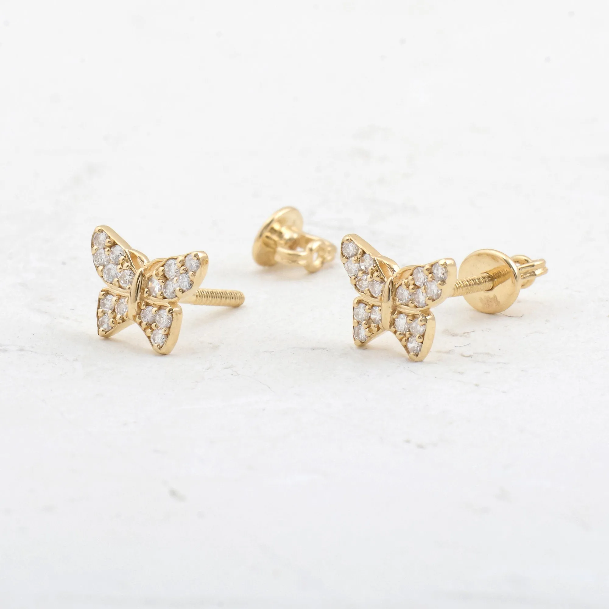 0.12CTW Moissanite Butterfly Diamond Stud Earrings