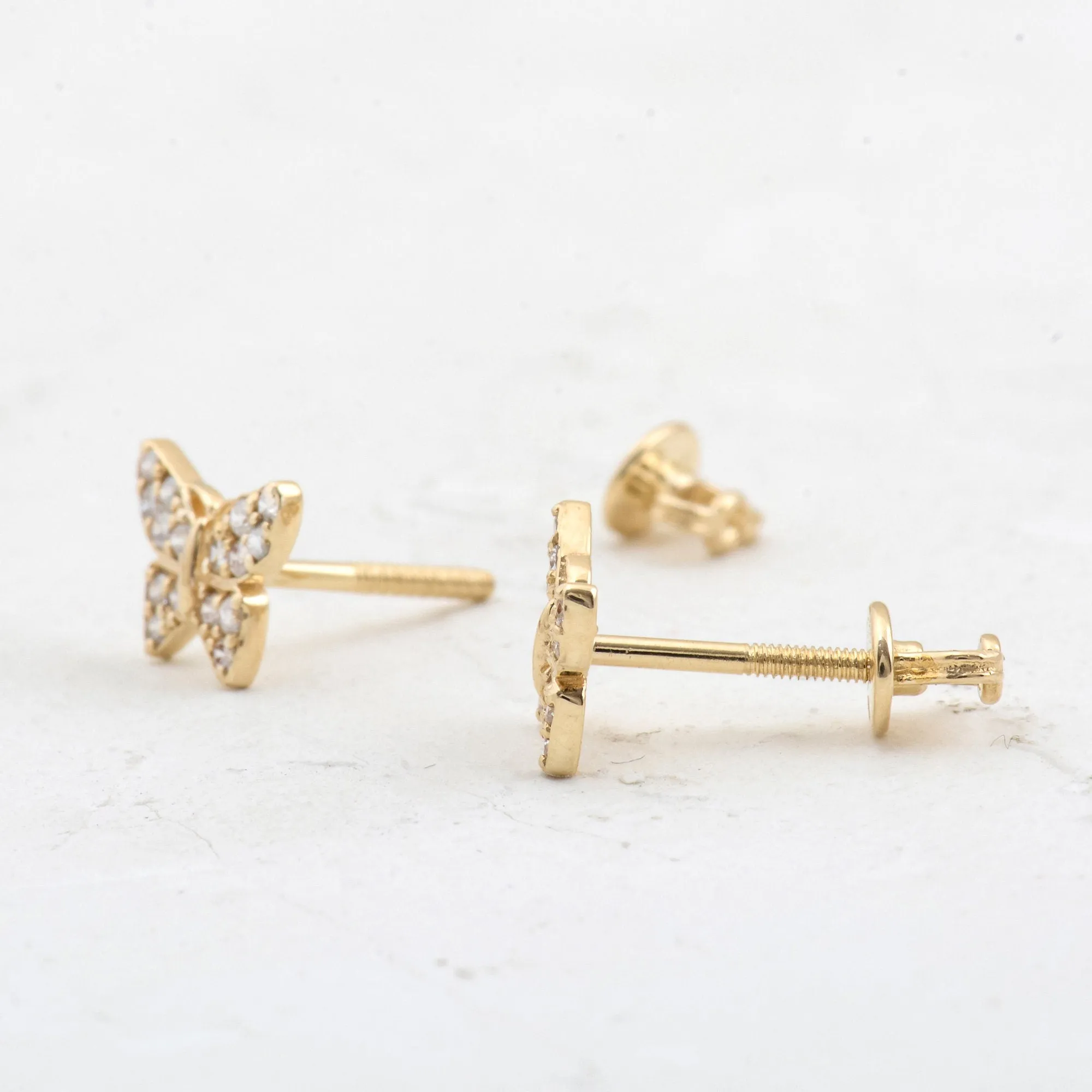 0.12CTW Moissanite Butterfly Diamond Stud Earrings