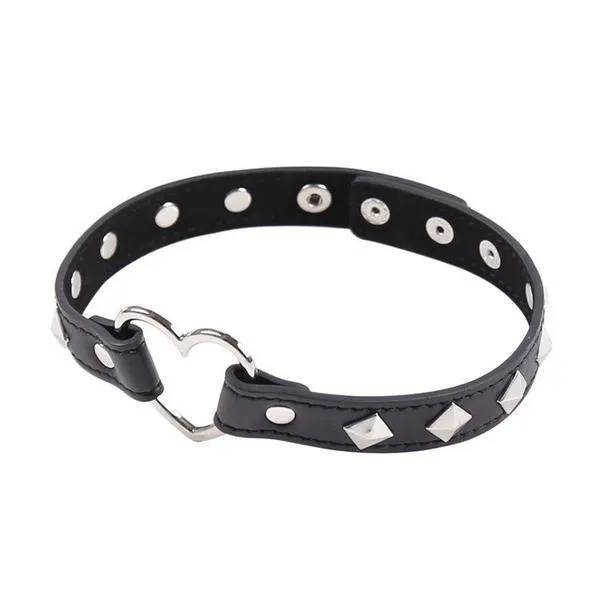 0611M      My Fetish Heart Studded Choker - LAST CHANCE - Final Closeout!