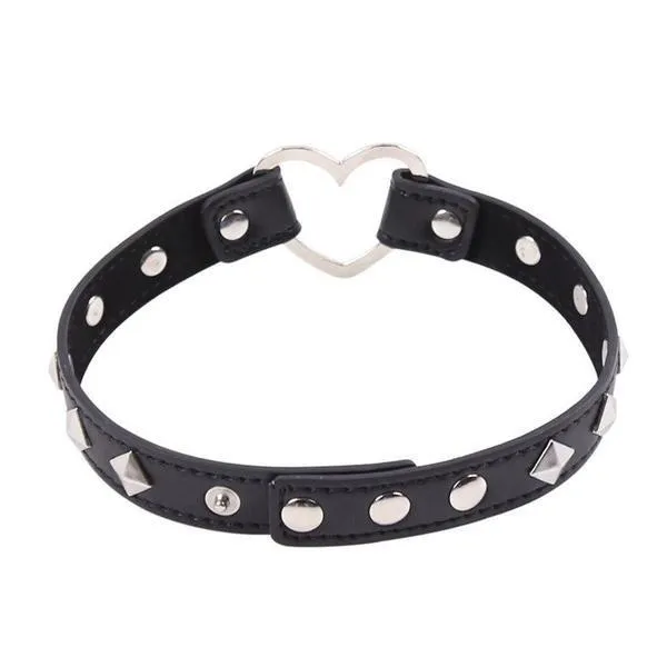 0611M      My Fetish Heart Studded Choker - LAST CHANCE - Final Closeout!