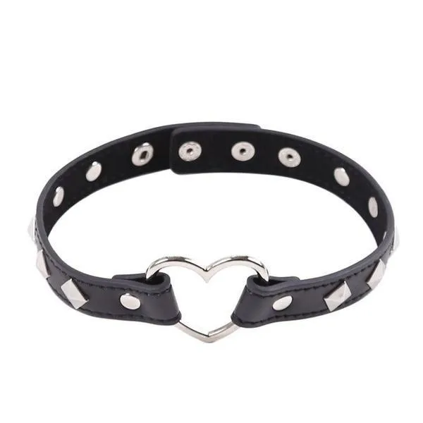 0611M      My Fetish Heart Studded Choker - LAST CHANCE - Final Closeout!