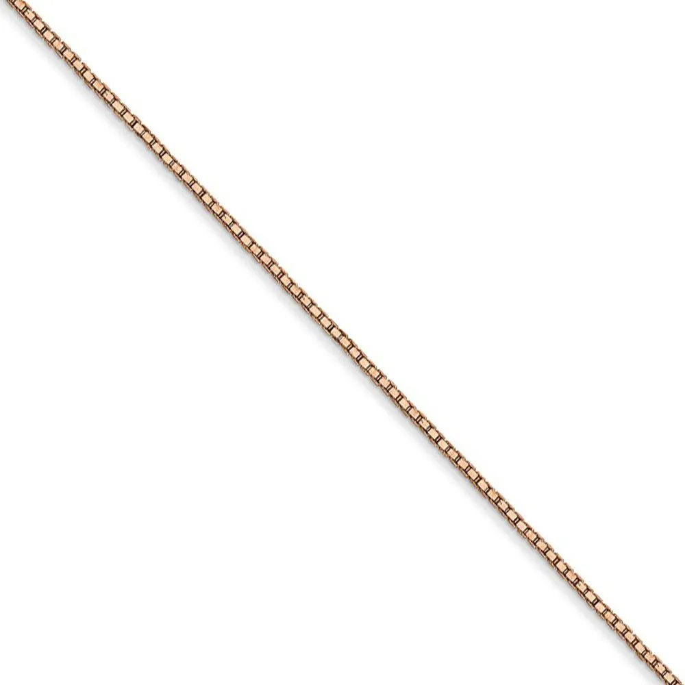 0.9mm, 14k Rose Gold, Box Chain Necklace