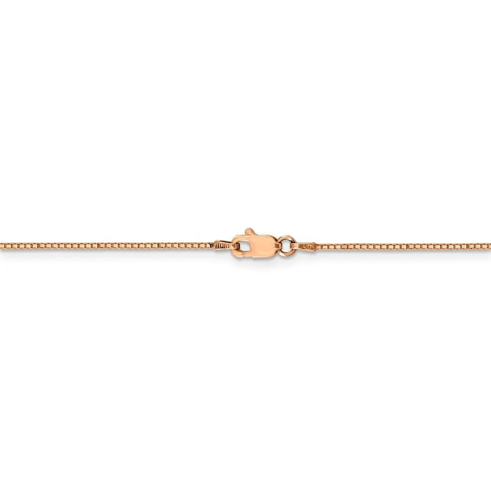 0.9mm, 14k Rose Gold, Box Chain Necklace