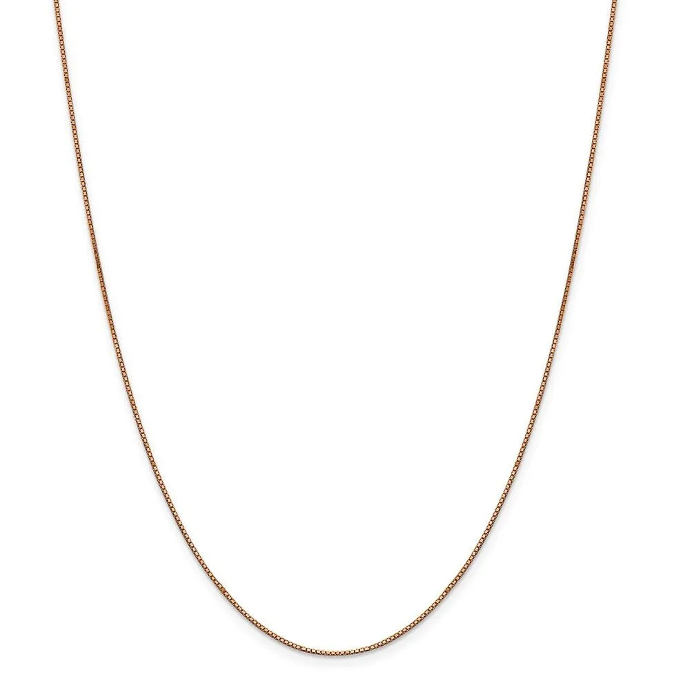 0.9mm, 14k Rose Gold, Box Chain Necklace