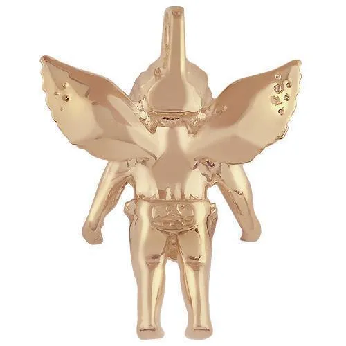 10K Solid Gold Diamond Angel Pendant 0.80 Cwt.