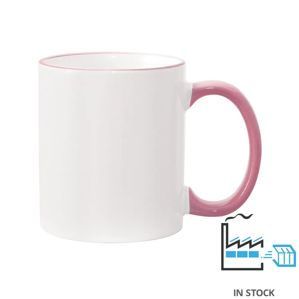 11 oz Rim & Handle Colored Mug - Pink