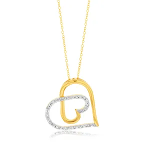 1/10 Carat Diamond Heart Pendant in Gold Plated Silver