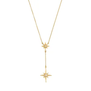 14k Gold & Diamond North Star Double Pendant