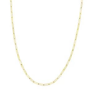 14k Gold Paperclip Chain Necklace, 24"