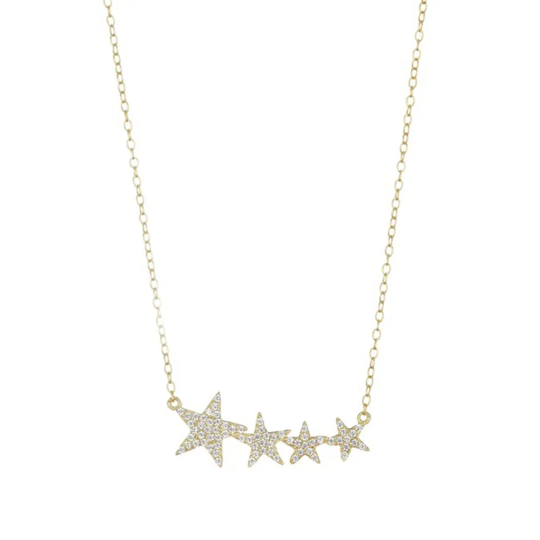 14k Gold Plated Crystal Shooting Star Necklace