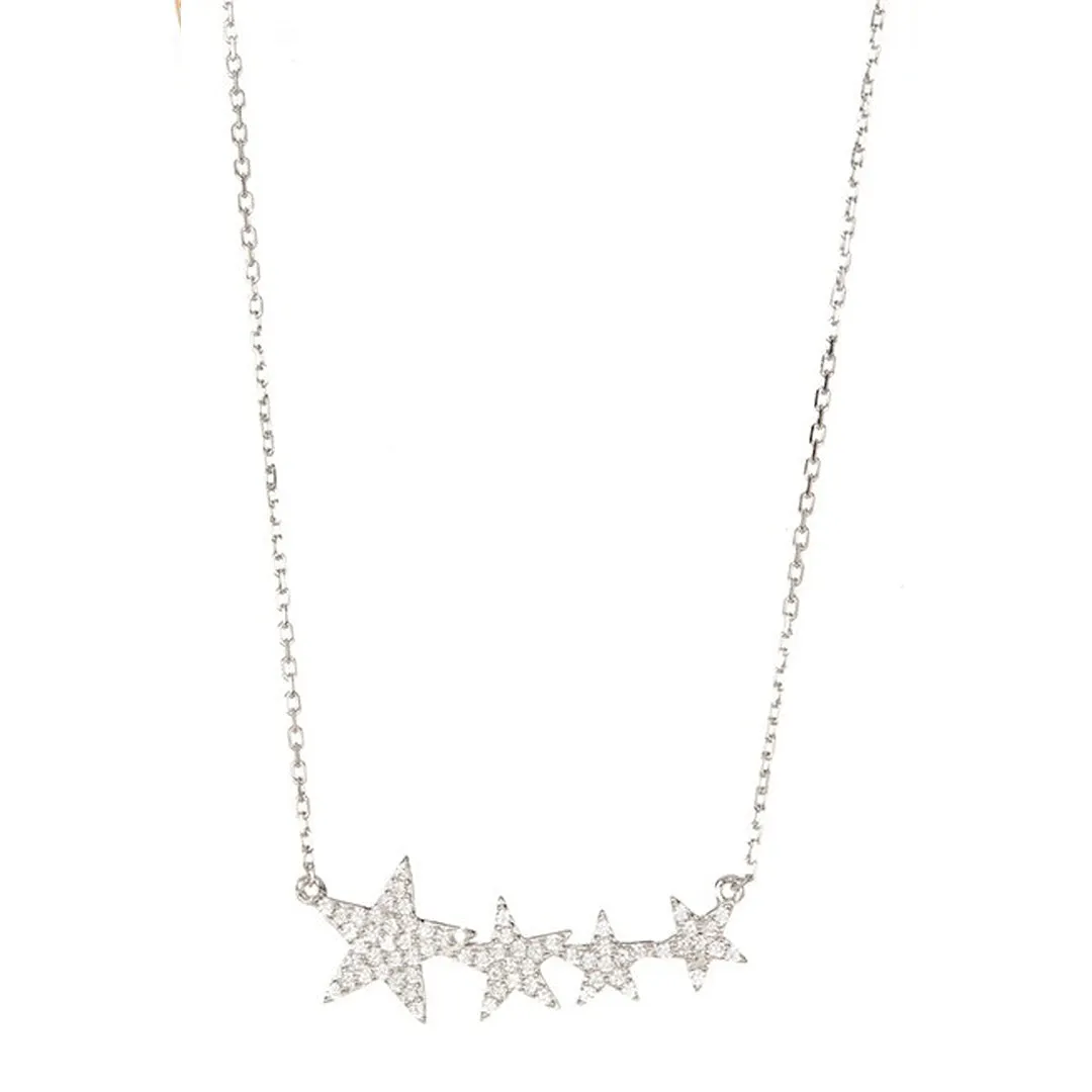 14k Gold Plated Crystal Shooting Star Necklace