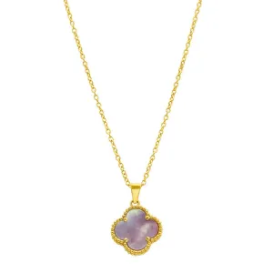 14k Gold Plated Pink Mother of Pearl Flower Necklace