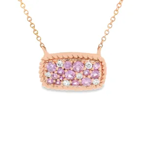 14k Rose Gold Diamond and Pink Sapphire Pendant