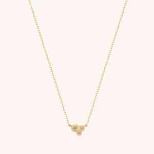 14K Solid Gold Trio Solitaire Diamond Necklace