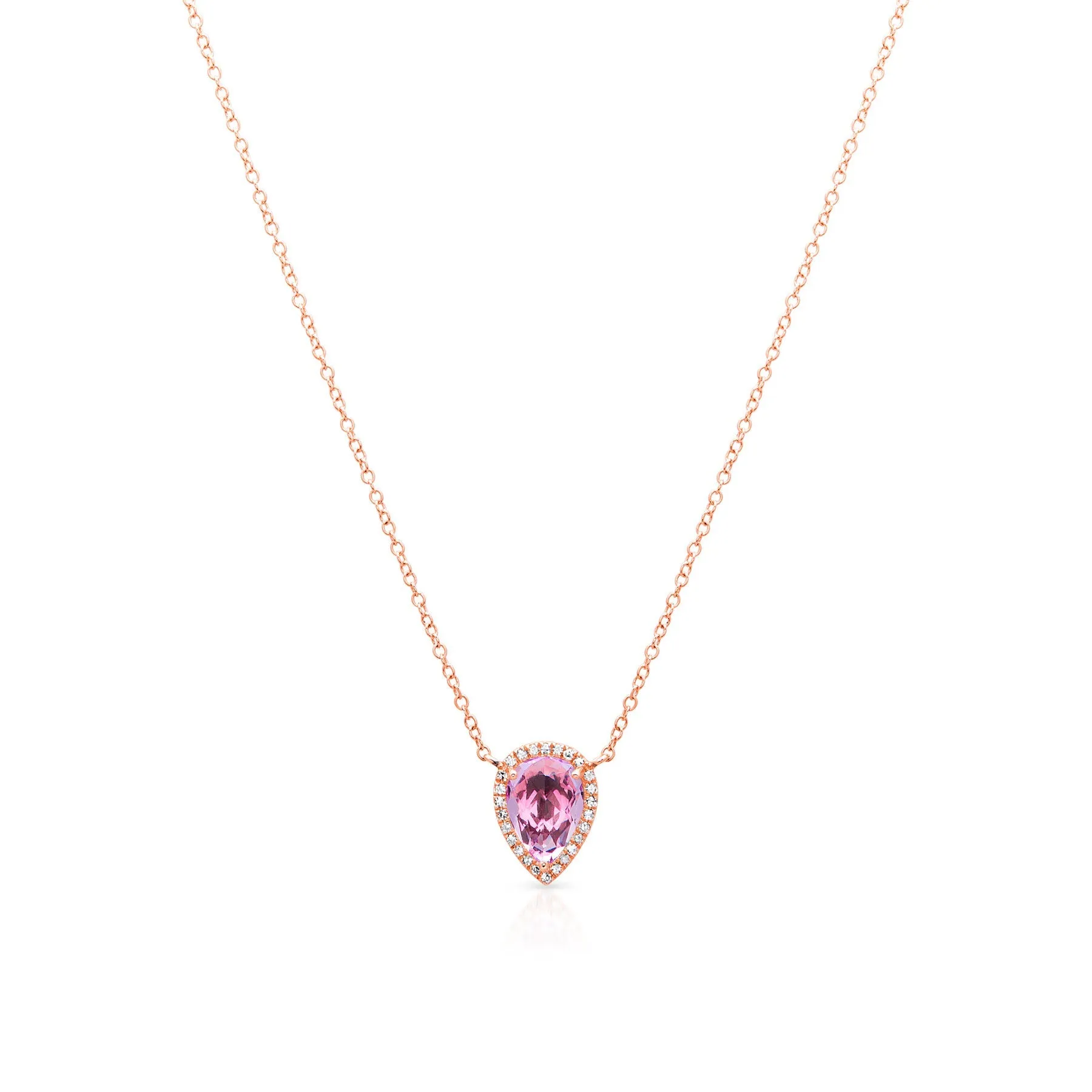 14KT Rose Gold Pink Amethyst Diamond Sophie Necklace