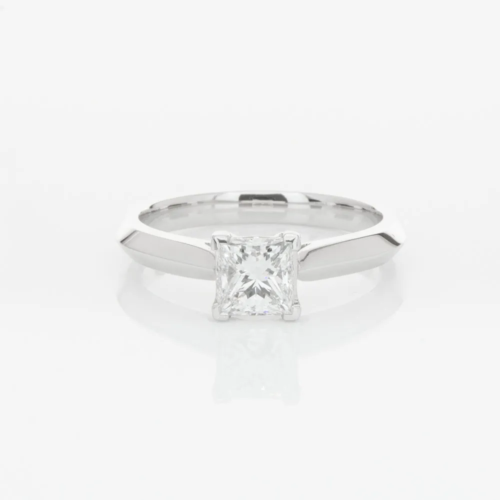 18ct White Gold .70ct Princess Cut Diamond Venetian Ring