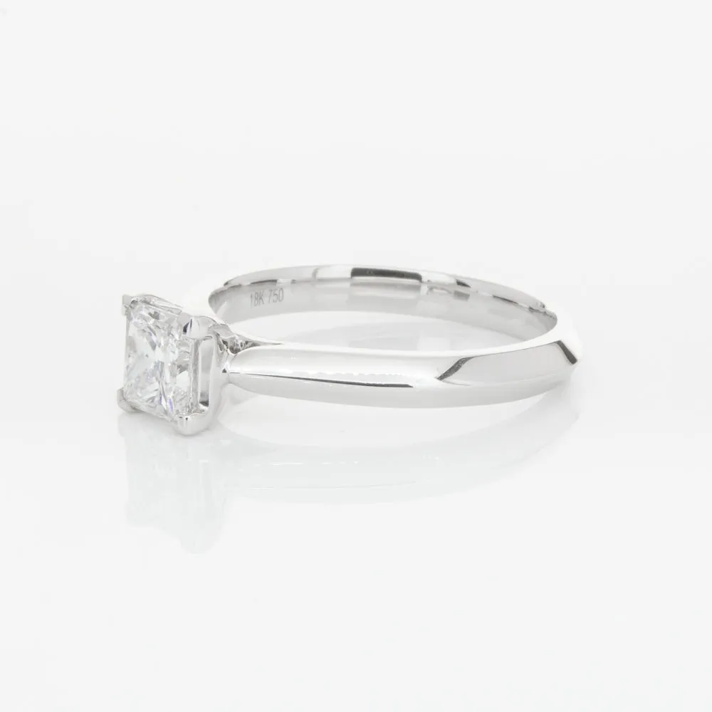 18ct White Gold .70ct Princess Cut Diamond Venetian Ring