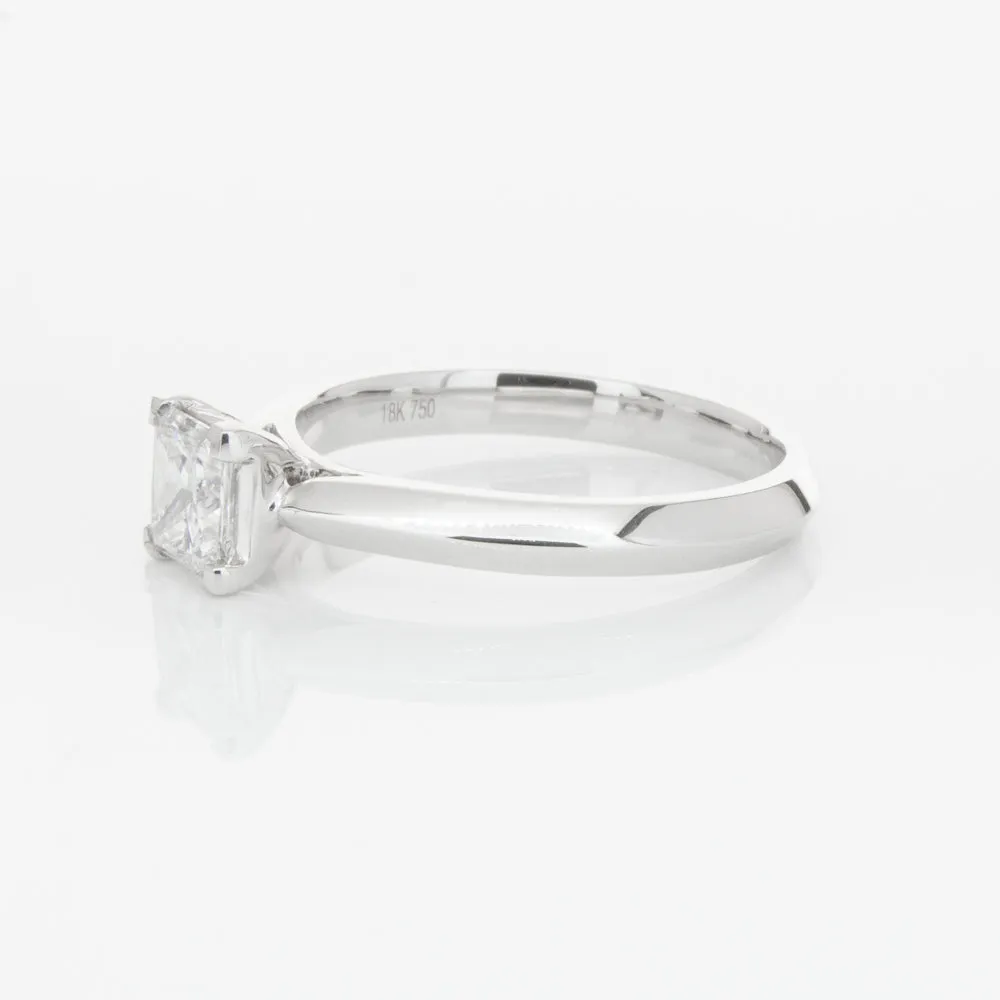 18ct White Gold .70ct Princess Cut Diamond Venetian Ring