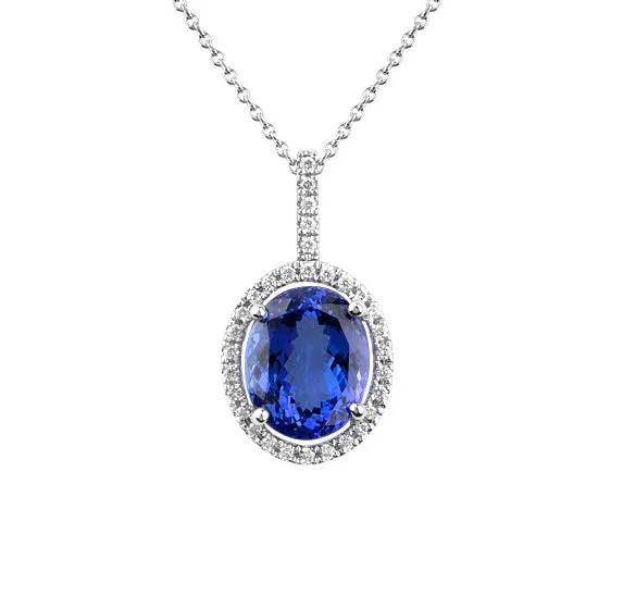 18ct White Gold Tanzanite & Diamond Pendant