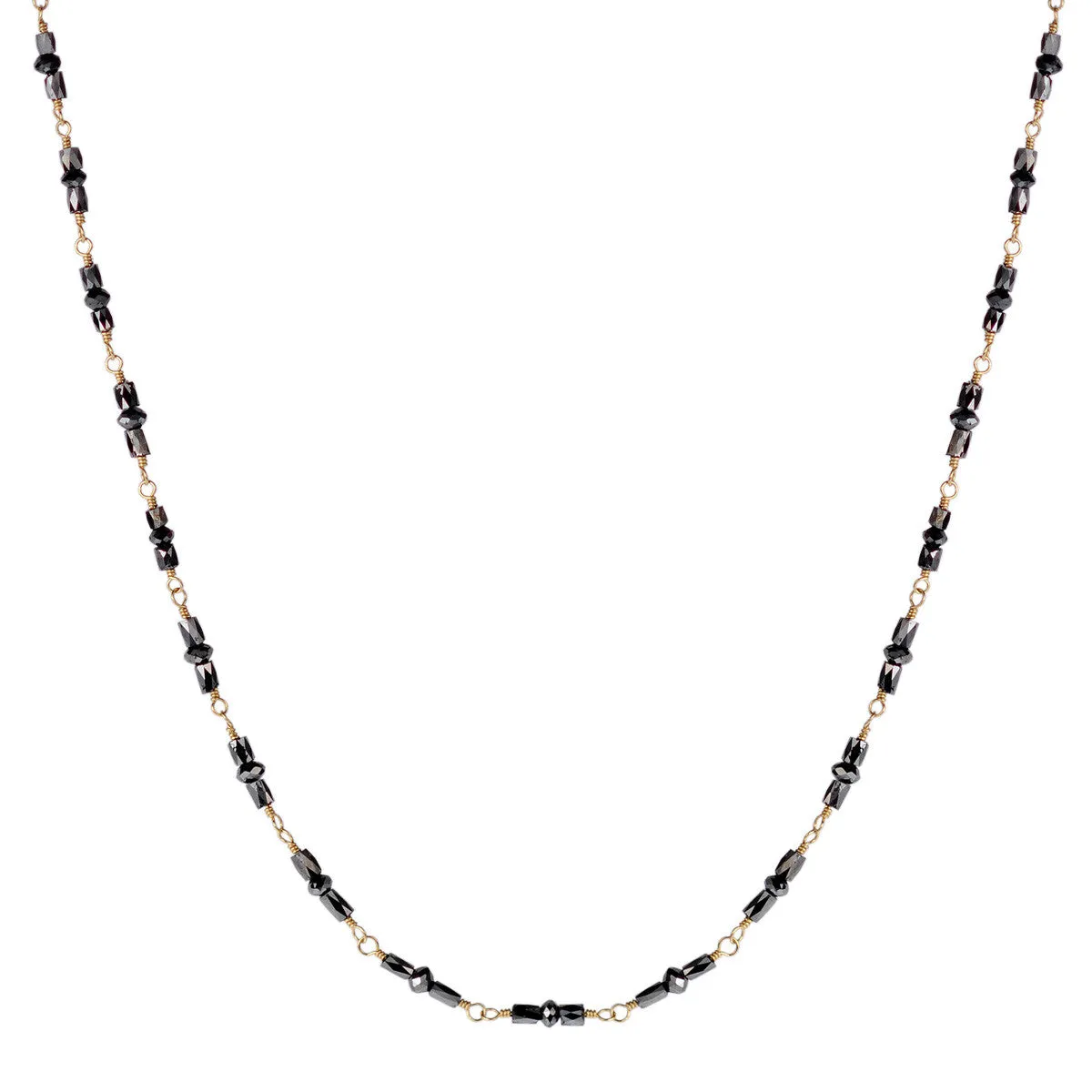 18K Gold Full Black Diamond Station Chain