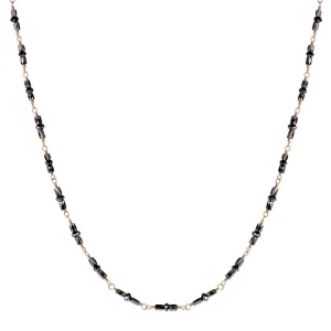 18K Gold Full Black Diamond Station Chain