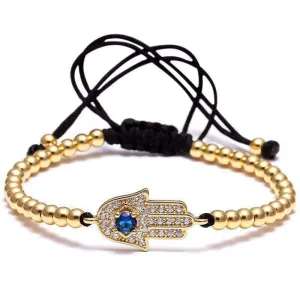 18K Gold Plated Beads Hamsa Hand Unisex Bracelet