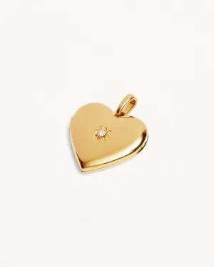 18k Gold Vermeil Large Heart Lotus Locket Pendant