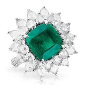 18KT White Gold Emerald Diamond Kapila Ring