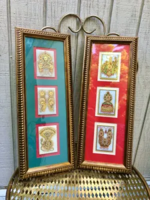 22k Gold Leaf Work On Marble Framed Matted Pictures Set Royal City Jaipur India