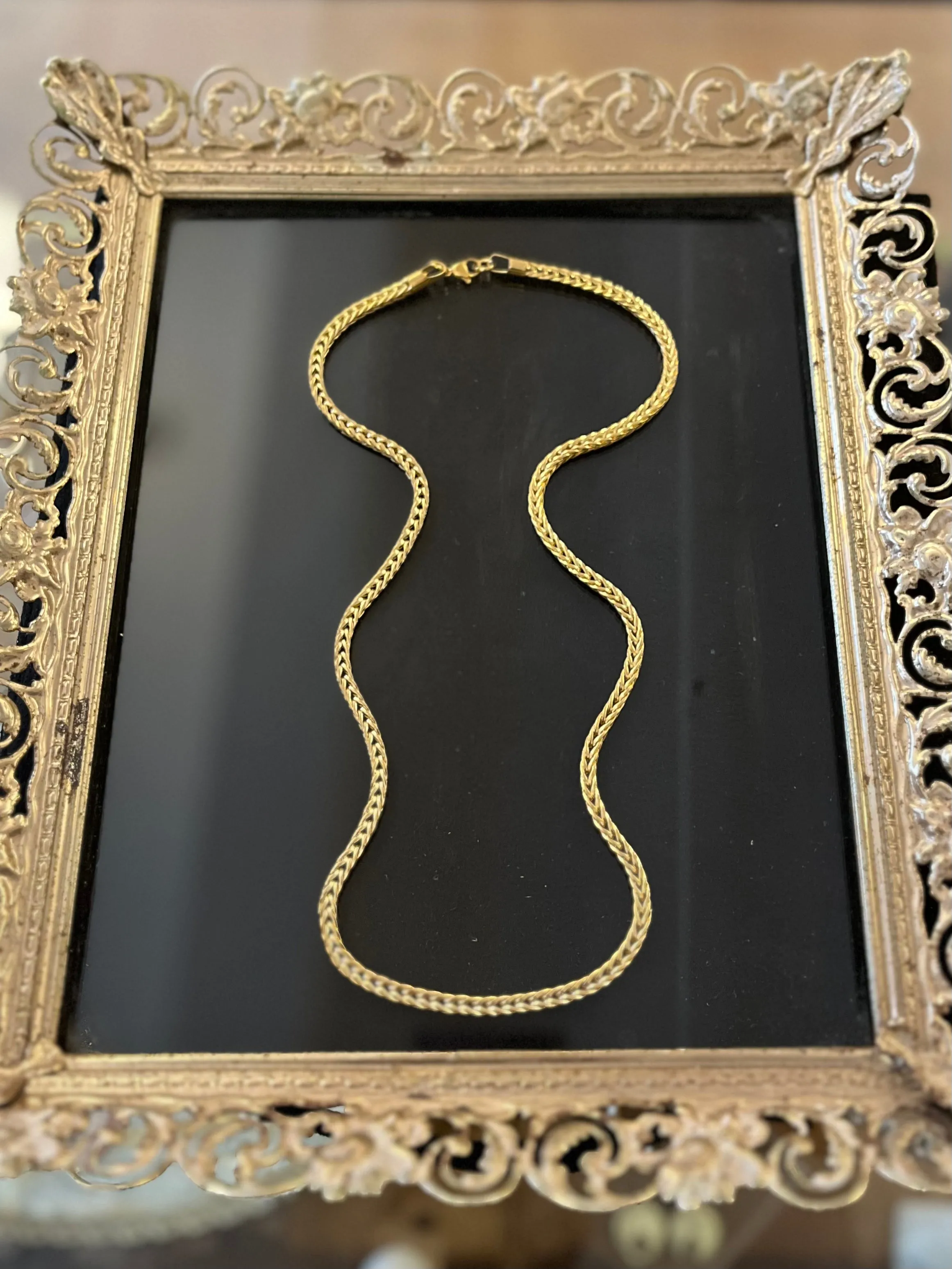 23.5” Gold Plated Stainless Steel Foxtail Chain Necklace