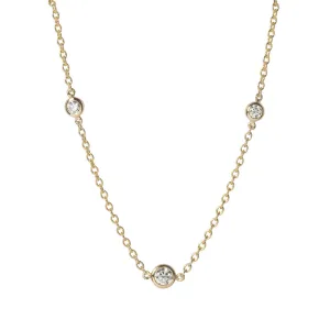 .36ct Diamond by the Yard 3 Station 14K Yellow Gold Necklace