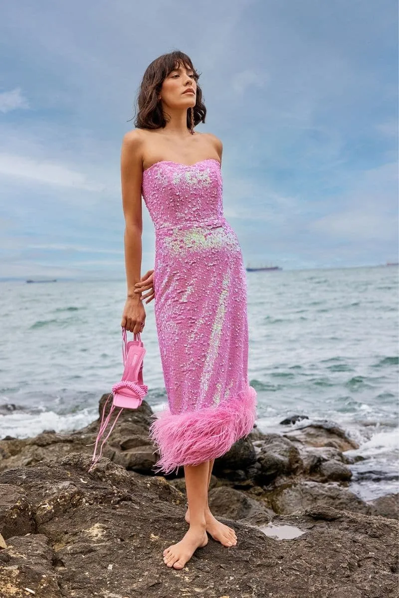 AMARA BARBIE PINK SEQUIN DRESS