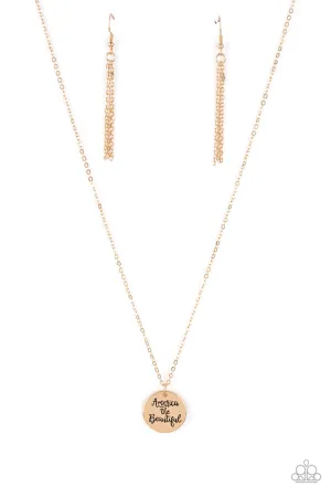 America the Beautiful Gold Paparazzi Necklace