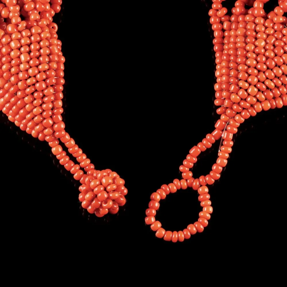 Antique Victorian Long Coral Necklace Circa 1900