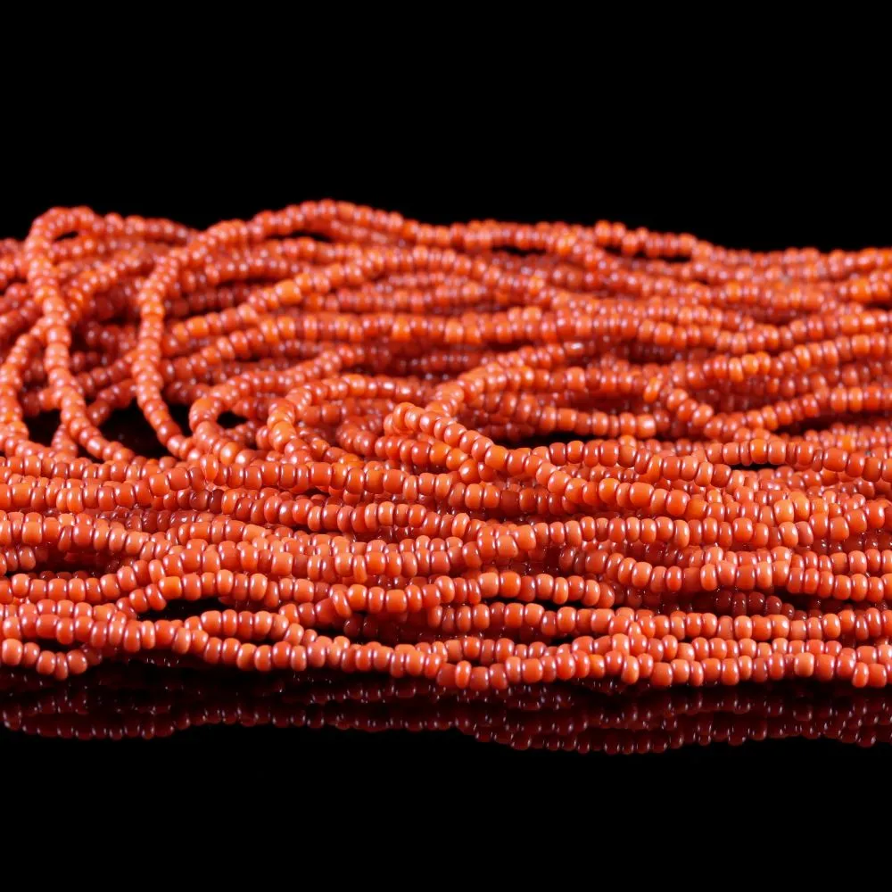 Antique Victorian Long Coral Necklace Circa 1900