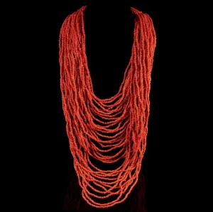 Antique Victorian Long Coral Necklace Circa 1900