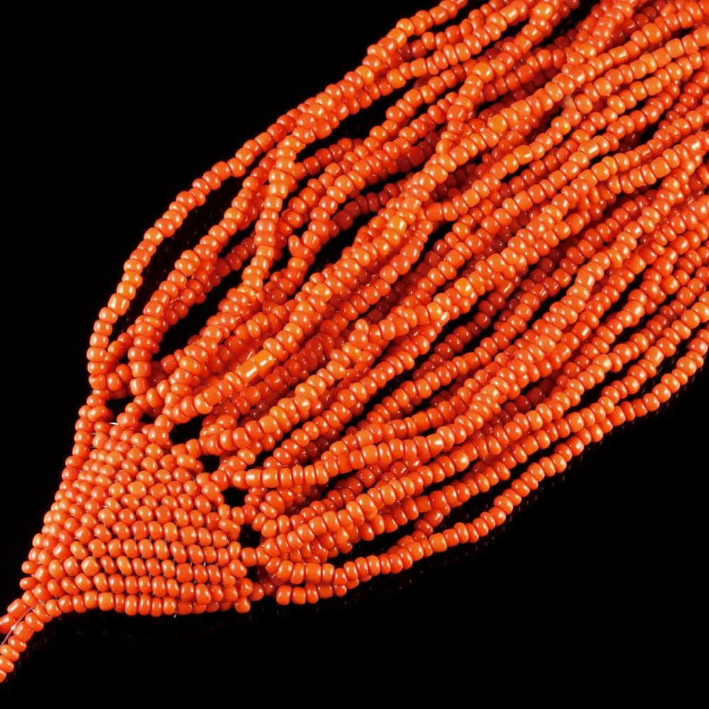 Antique Victorian Long Coral Necklace Circa 1900