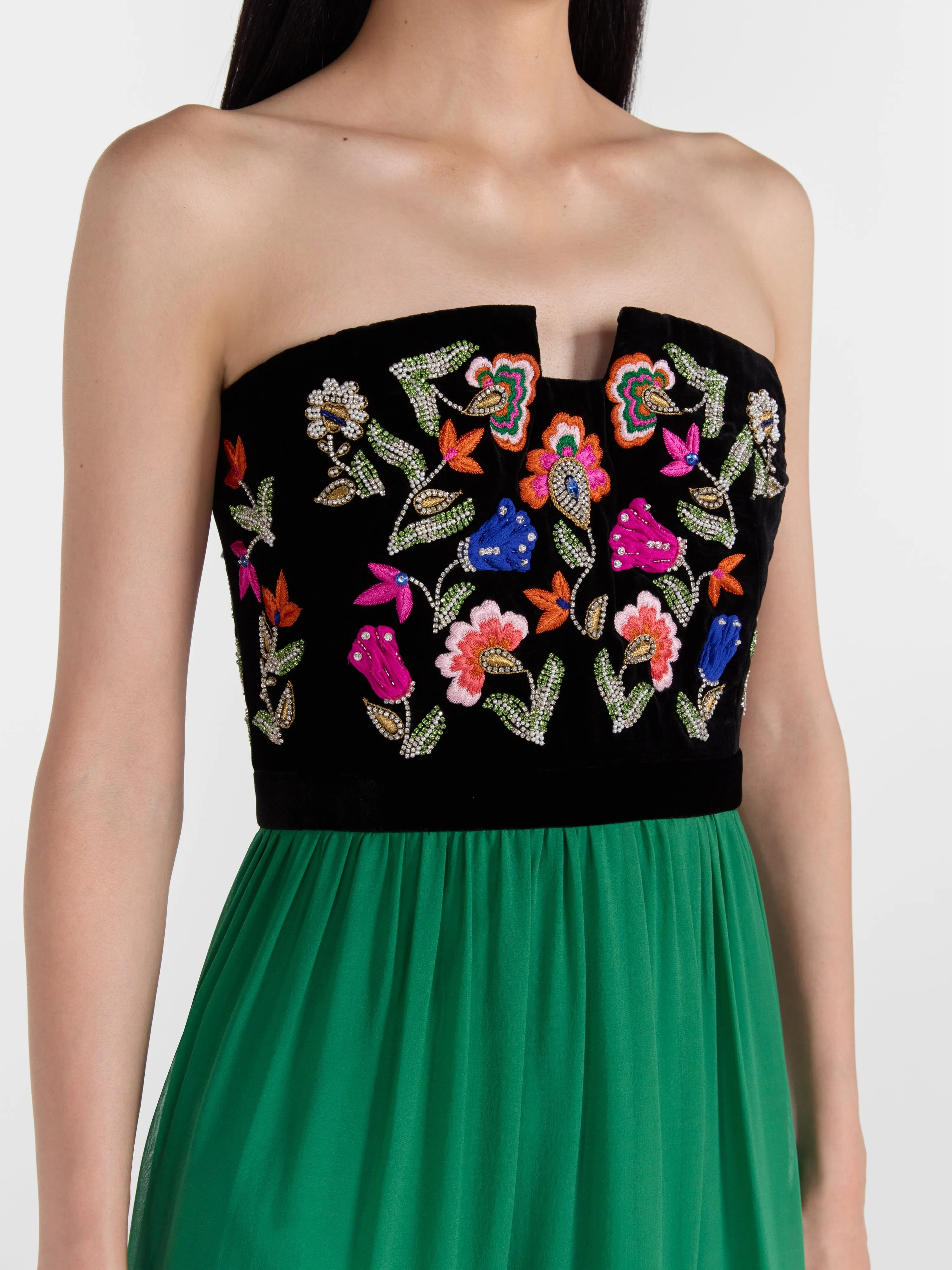 Belle B Dress in Emerald Green Embroidery