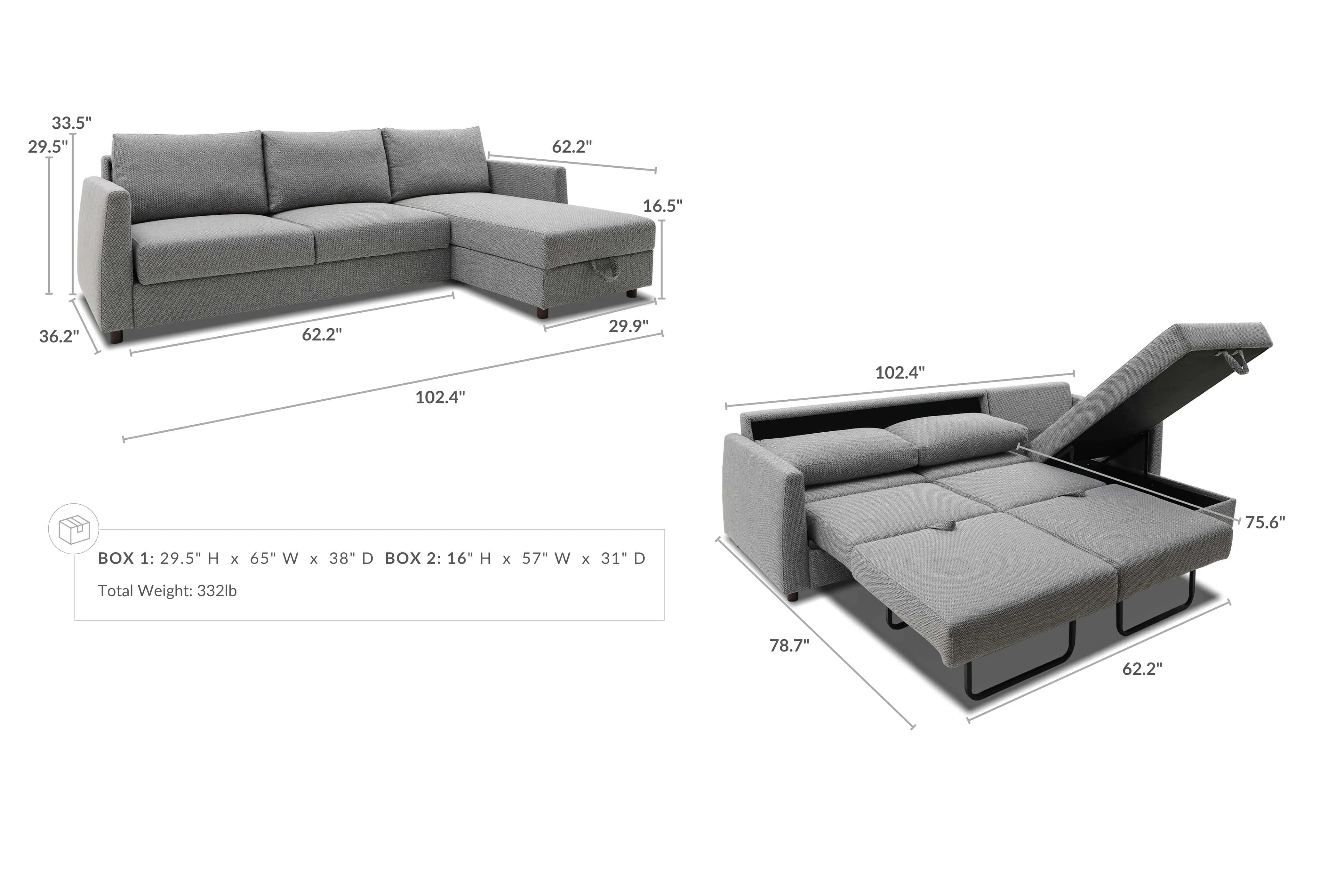 Bergen Reversible Sectional Sofa Bed With Storage