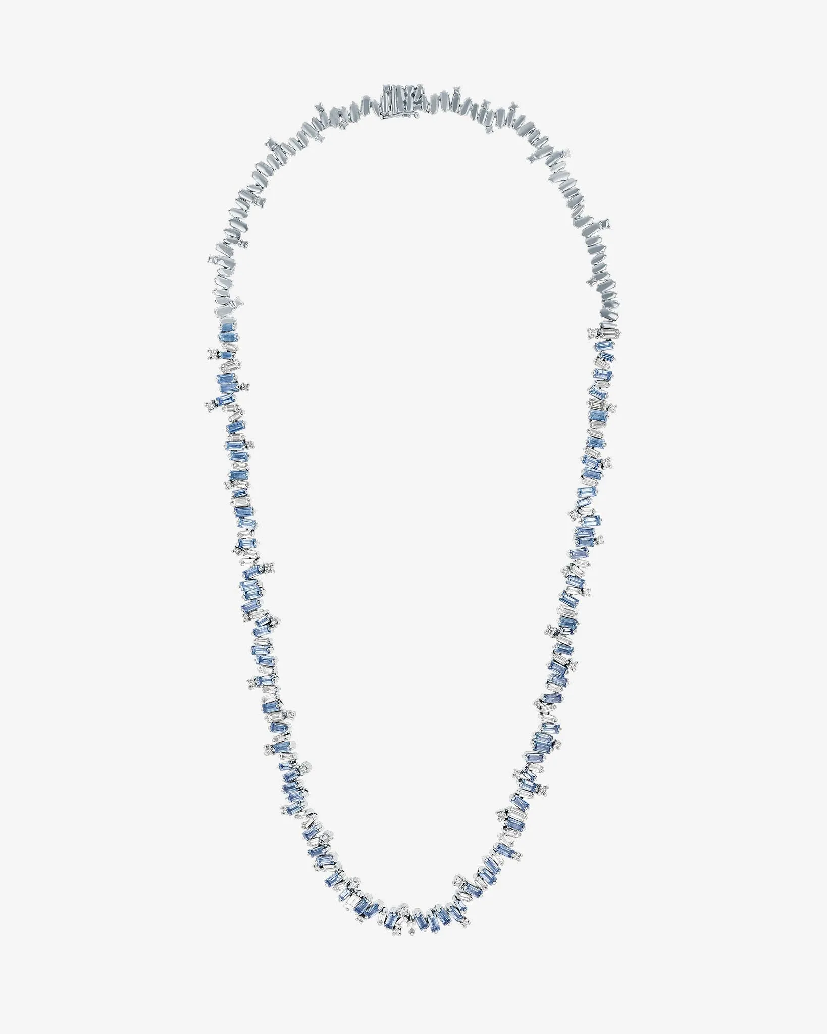 Bold Burst Light Blue Sapphire Tennis Necklace