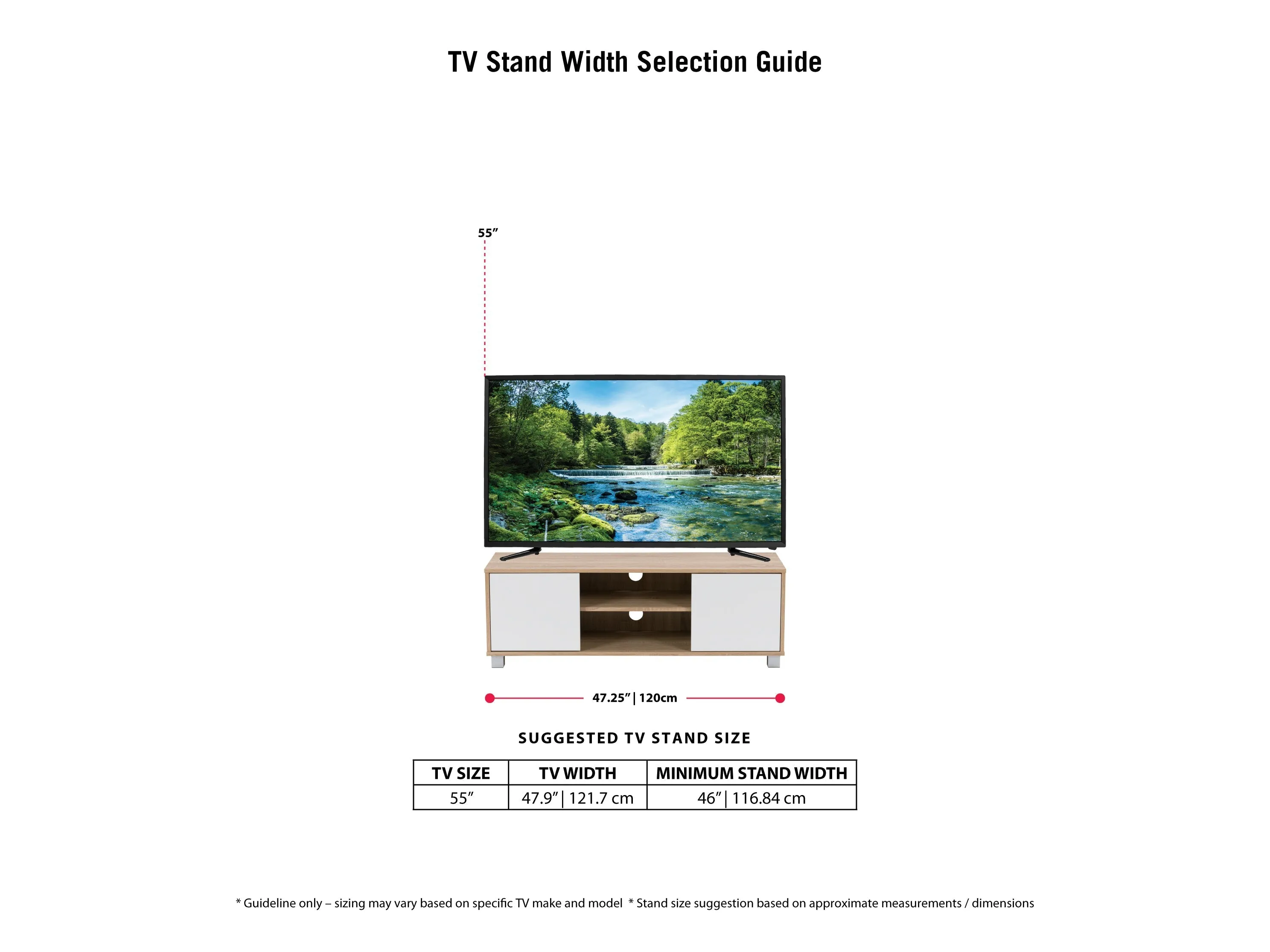 Brown and White Modern TV Stand, TVs up to 55"