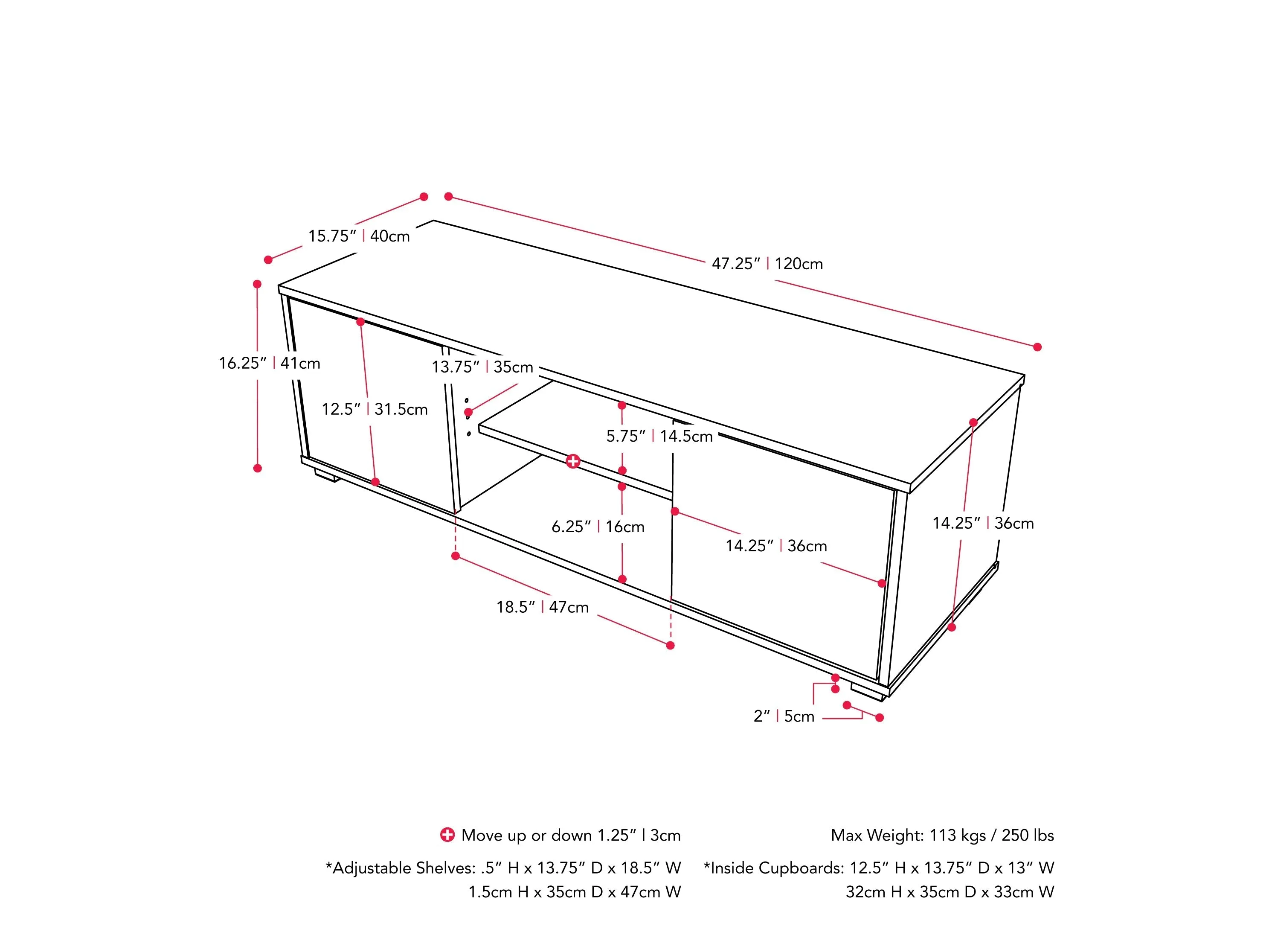 Brown and White Modern TV Stand, TVs up to 55"