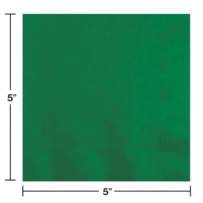 Bulk Emerald Green 2 ply Beverage Napkins (600 per Case)