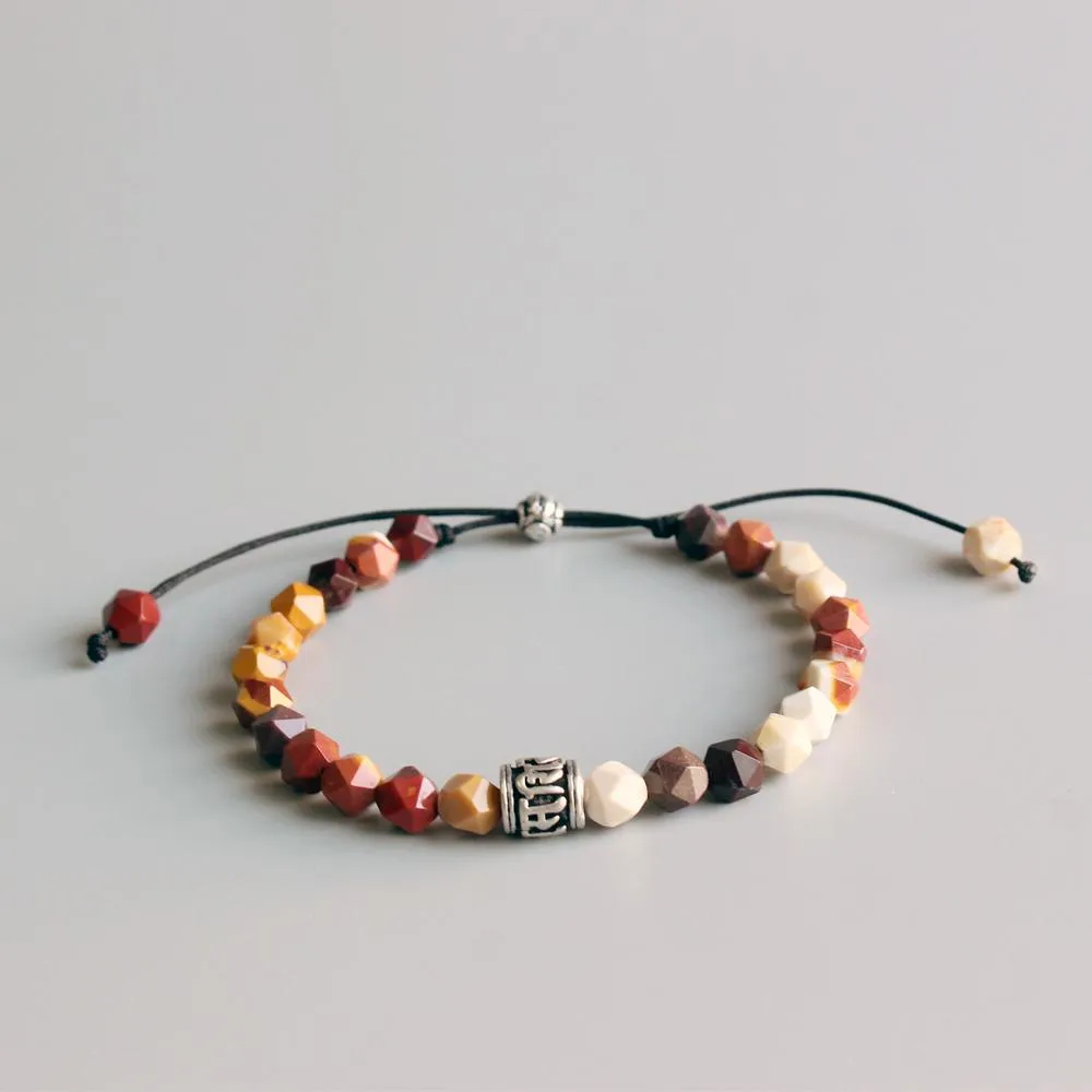 Carved Natural Stone Beaded Bracelet