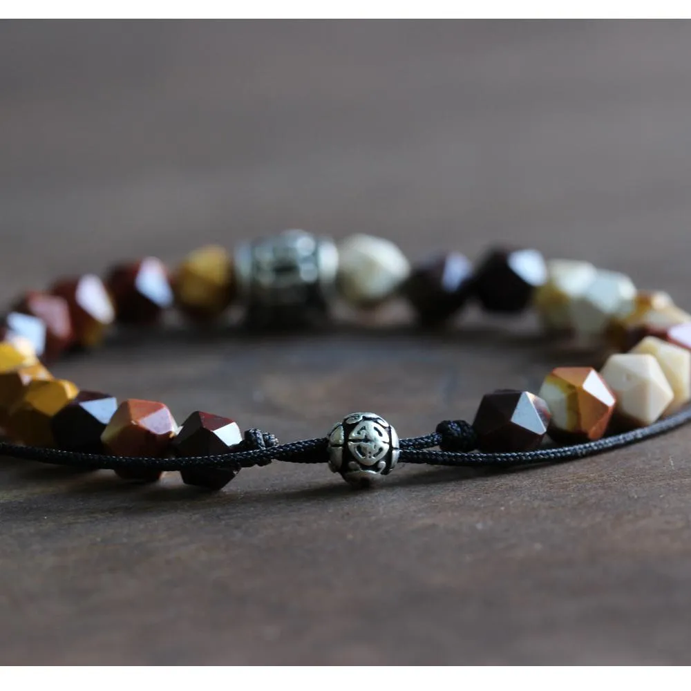 Carved Natural Stone Beaded Bracelet