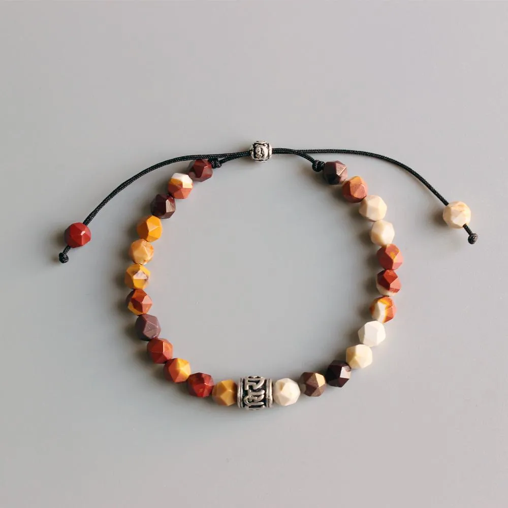 Carved Natural Stone Beaded Bracelet