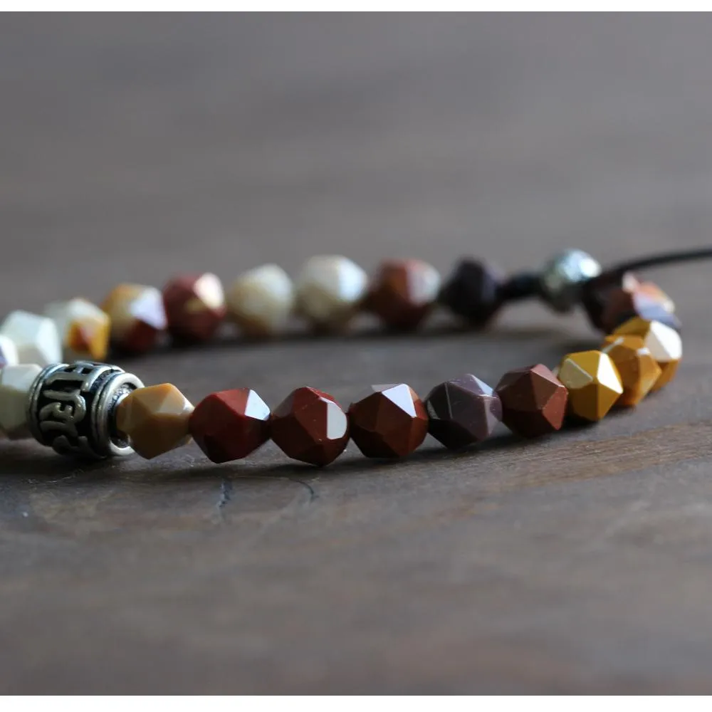 Carved Natural Stone Beaded Bracelet