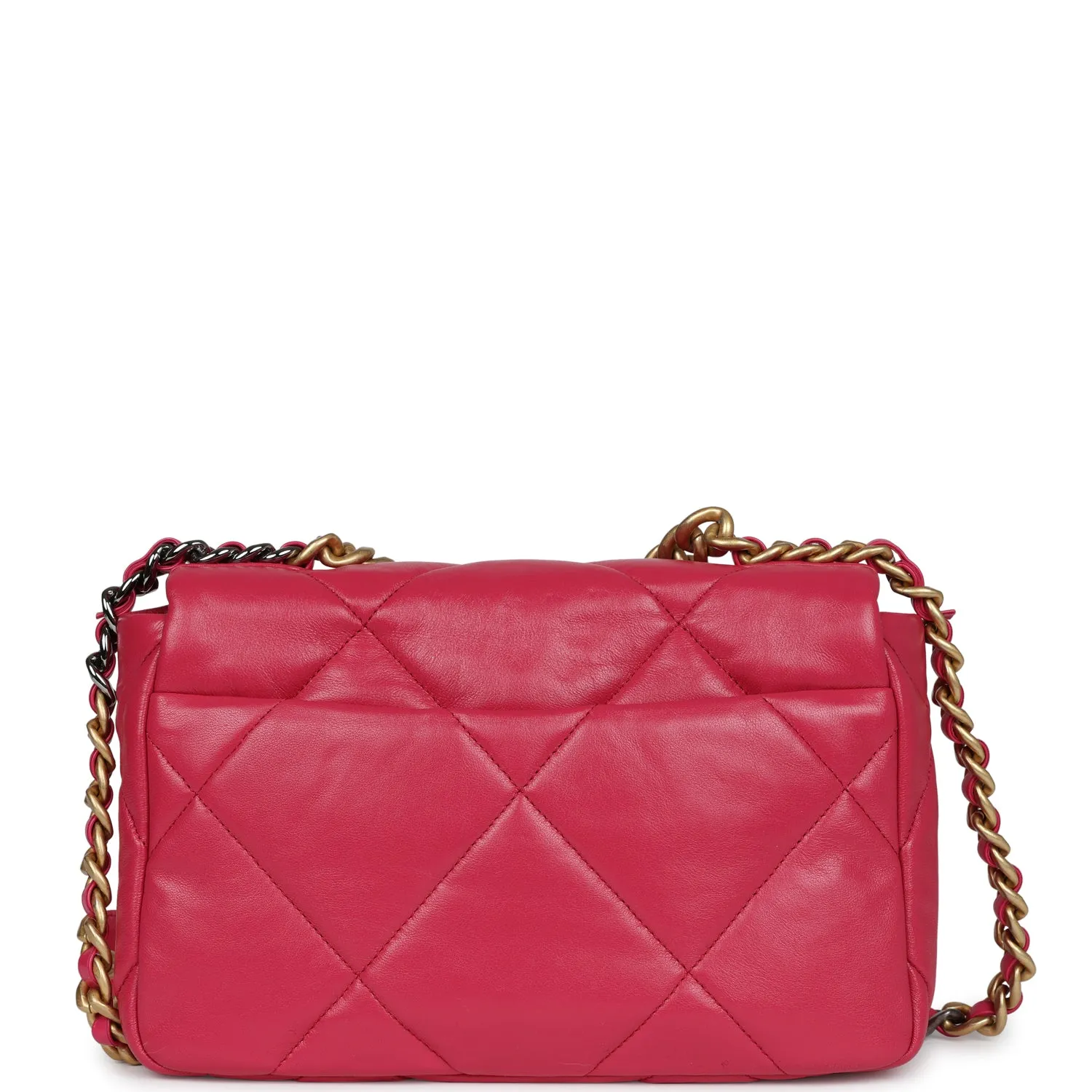 Chanel Medium 19 Flap Dark Pink Lambskin Mixed Metal Hardware